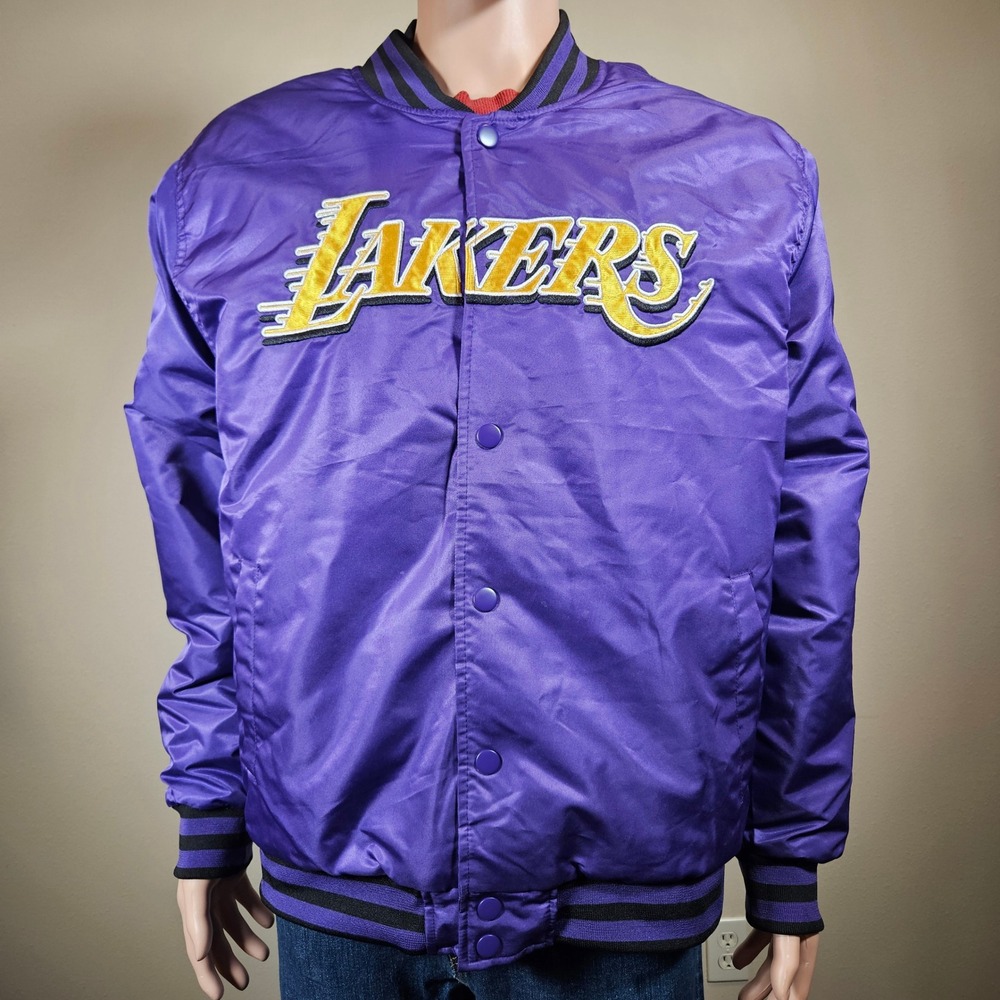 NWT NBA Ultra Game Los Angeles Lakers Satin Bomber Varsity Jacket Purple